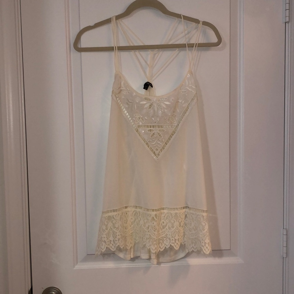 White beaded tank top with cute straps